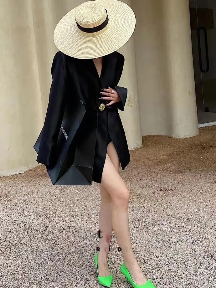 Luxury Designer Vintage Blazers Women Clothing Buttons Chic Spring Autumn Thin Suit Long Sleeve Coats High-end Blazer New