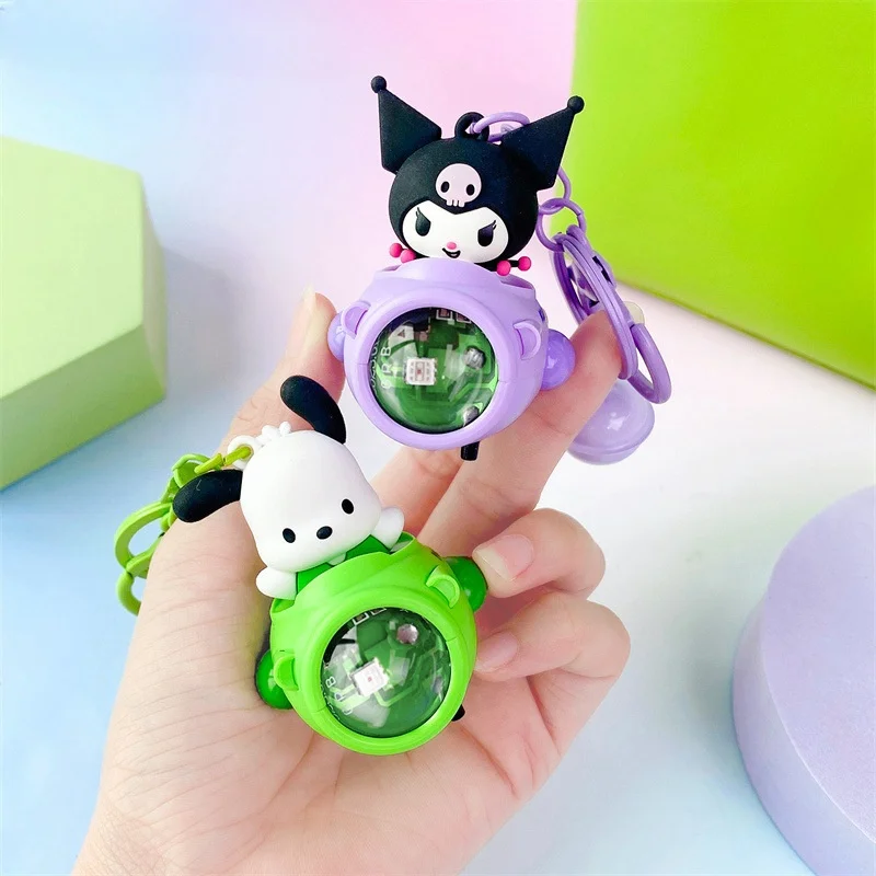 Key Chain Sanrio Keychain Sunset Light Ship Series Genuine Kuromi Hello Kitty Cinnamoroll Backpack Pendant Car Keyring Kids Gift