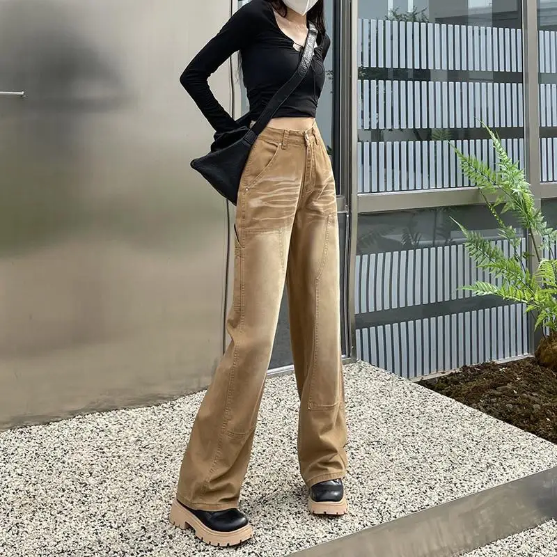 

Free Shipping 2023 Spring Autumn New Womens Jeans Women Jean Pants Trousers Female Wide leg Jeans Straight Loose Denim Pants