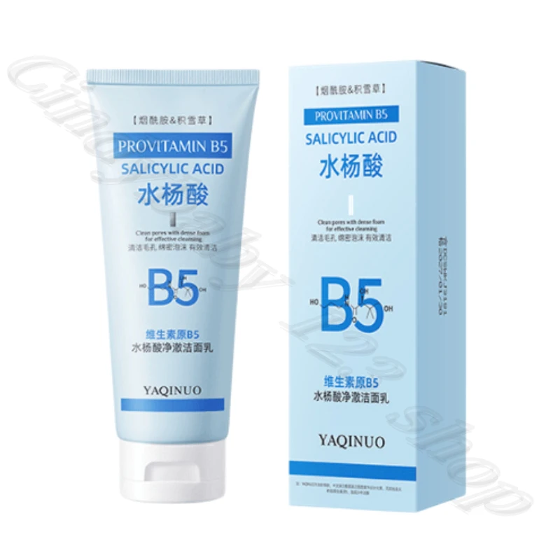 Salicylic Acid Vitamin B5 Facial Cleanser Oil Control Blackhead Exfoliating Deep Cleansing Acne Shrinking Pore Cleanser 100g 6