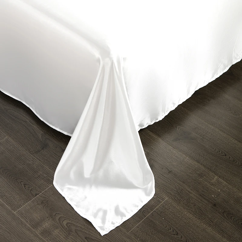 Bonenjoy 1 pc Bed Sheet for Summer Ice Cool Fabric Top Sheets Satin Smooth Flat Bed Sheet for Double Bedding (no pillowcase) 6