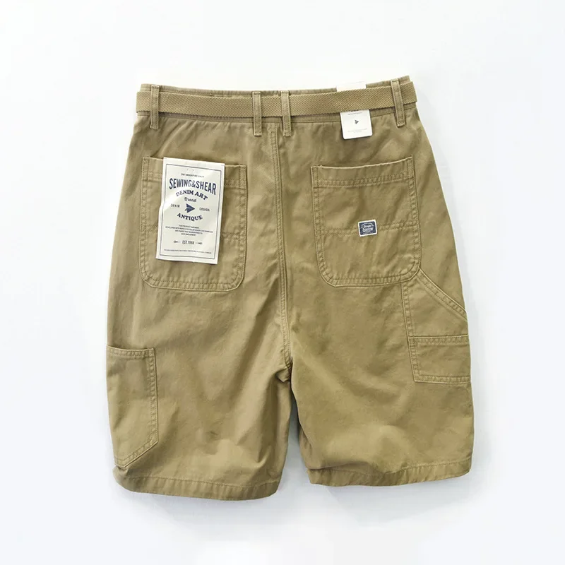 남성용 루즈 카고 반바지, 100% 코튼 캐주얼 비치 스트리트웨어 바지, 오버사이즈 의류, AZT120, 여름 신상