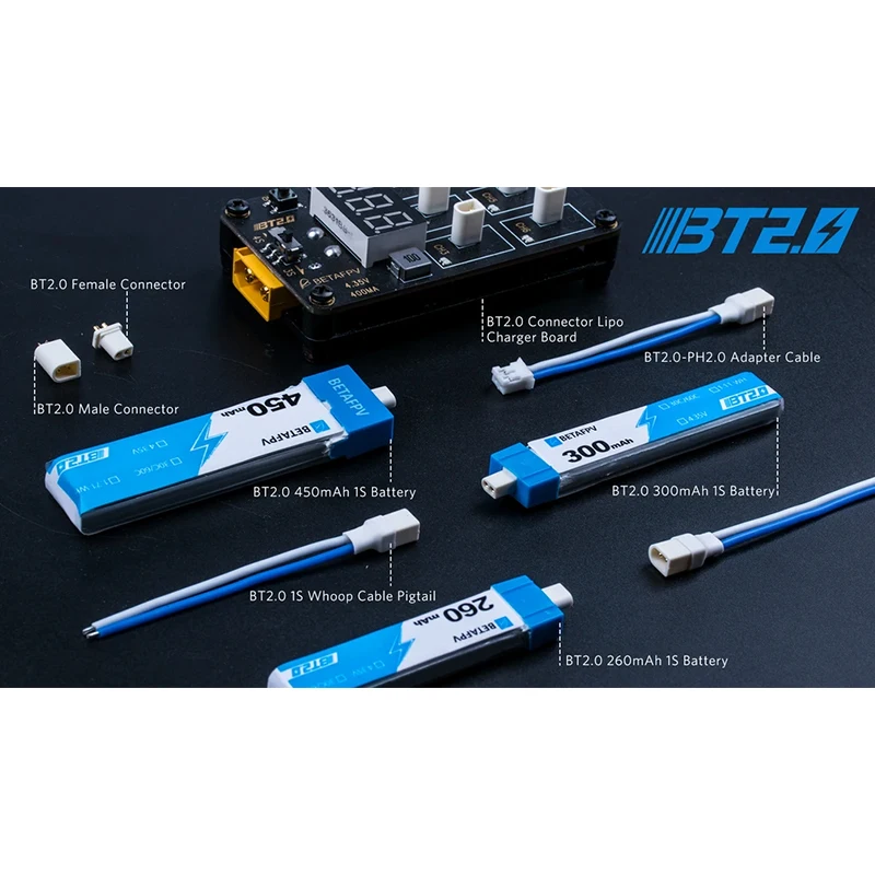 Batterie Lipo 300mAh 1S 30C BT2.0 pour Drone Course - Soulload