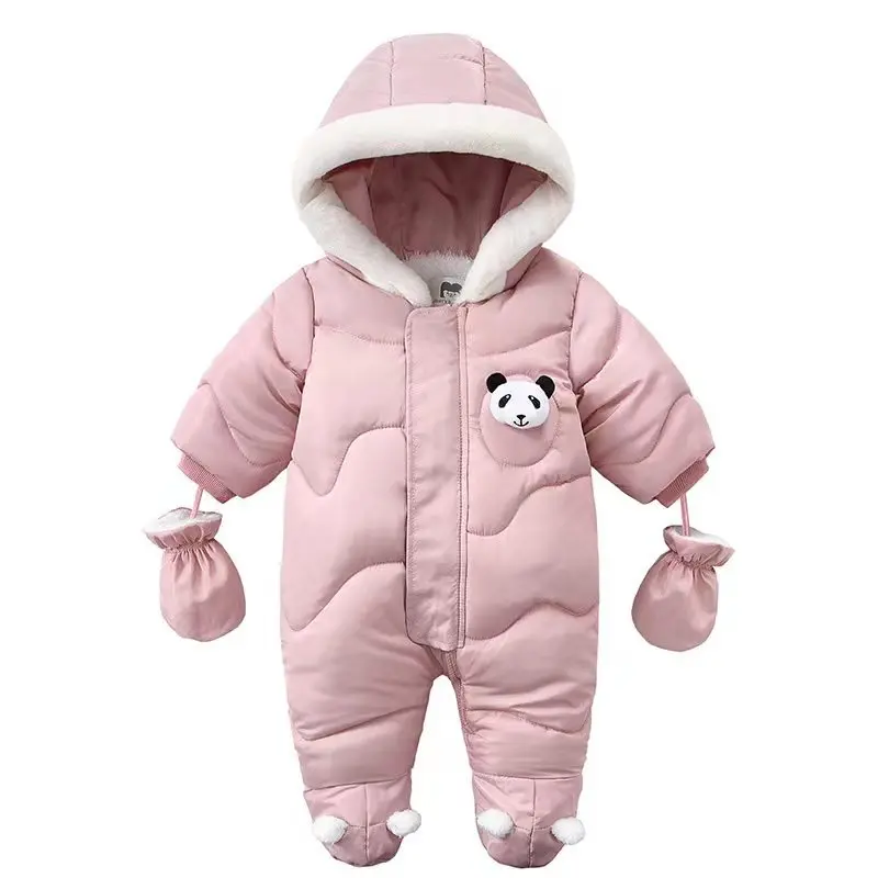 Korean Style Baby Boy Winter Jumpsuit Cartoon Bear Plus Velvet