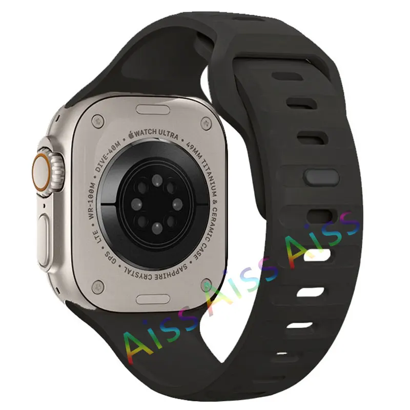 ตัวเลือกสินค้า สายซิลิโคนสีส้มกันน้ำ สำหรับ Apple Watch ทุกรุ่น