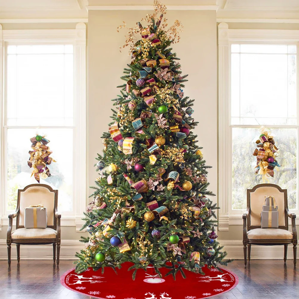 

Christmas Tree Skirt Knitting Carpet Xmas Tree Bottom Cover Ornament for Xmas Party Decoration and Supplies 1pc