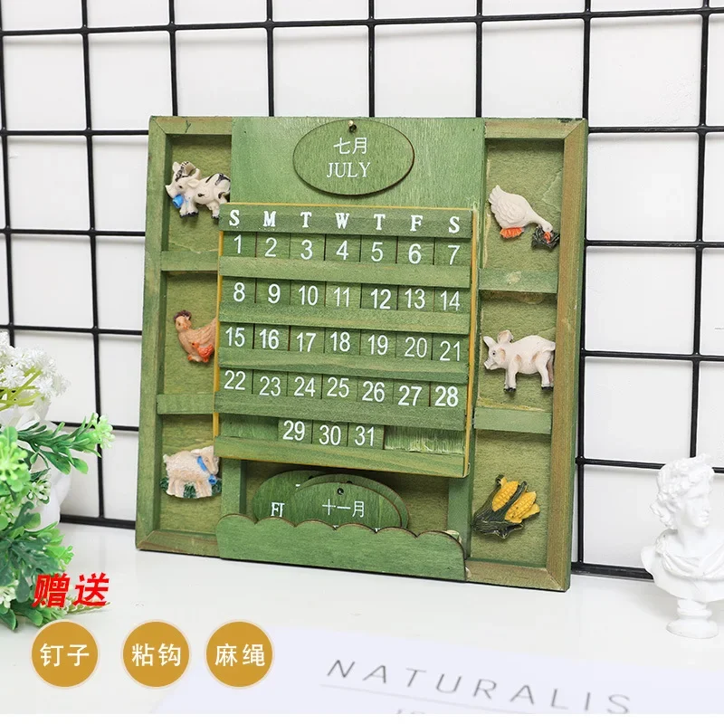 Creative wooden perpetual calendar home wall hanging handmade DIY calendar ins wind desk wall
