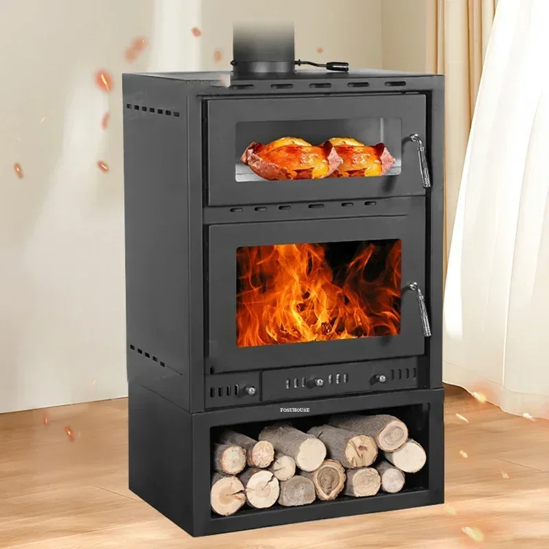 เตาผิงตกแต่งภายในบ้าน เตาเผาไม้พร้อมปล่องไฟ เตาอบไฟจริง เตาผิงสไตล์ยุโรปหรูหราสำหรับบ้านพักตากอากาศ 1