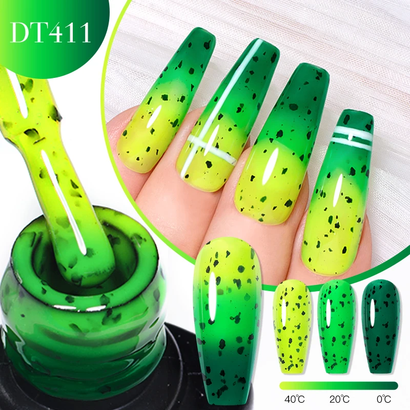 MEET ACROSS 7ml Eggshell Thermal Gel Nail Polish 3 Layers Temperature Color Changing Gel Semi Permanent Varnish UV Gel Nail Art