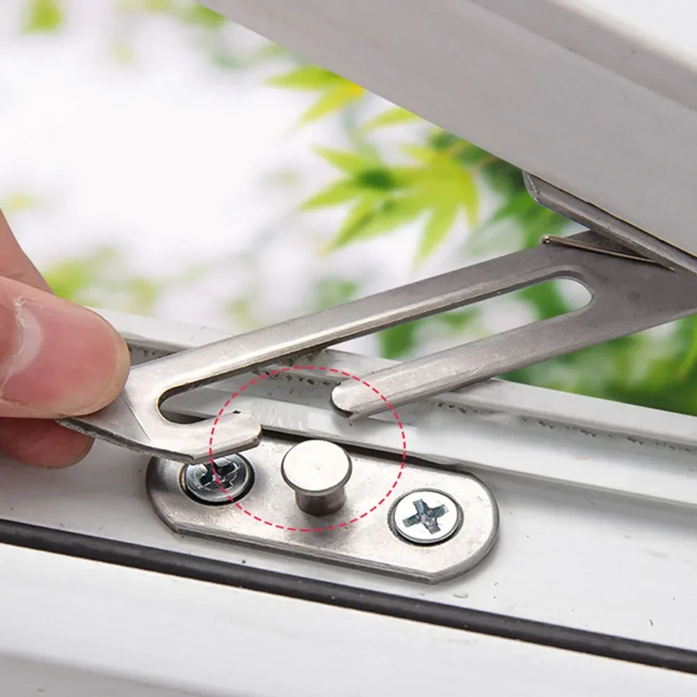 2pcs Automatic Limiter Window Security Casement Left And Right Window Wind Fixed Support Buckle Adjustable Safety Lock Hardware
