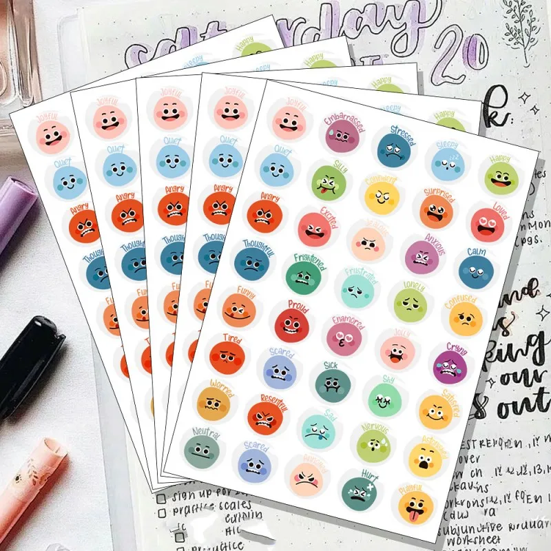 200개 얼굴 감정 스티커 재미있는 기분 스티커 학생을 위한 감정 지원 스티커, 다채로운 계정 스티커.