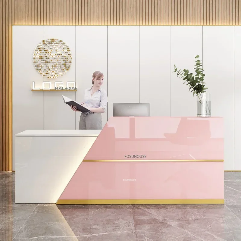 Modern Reception Desk Luxury Company Front Desk Office Furniture Bar Beauty Salon Counter Table Commercial Cashier DesksN