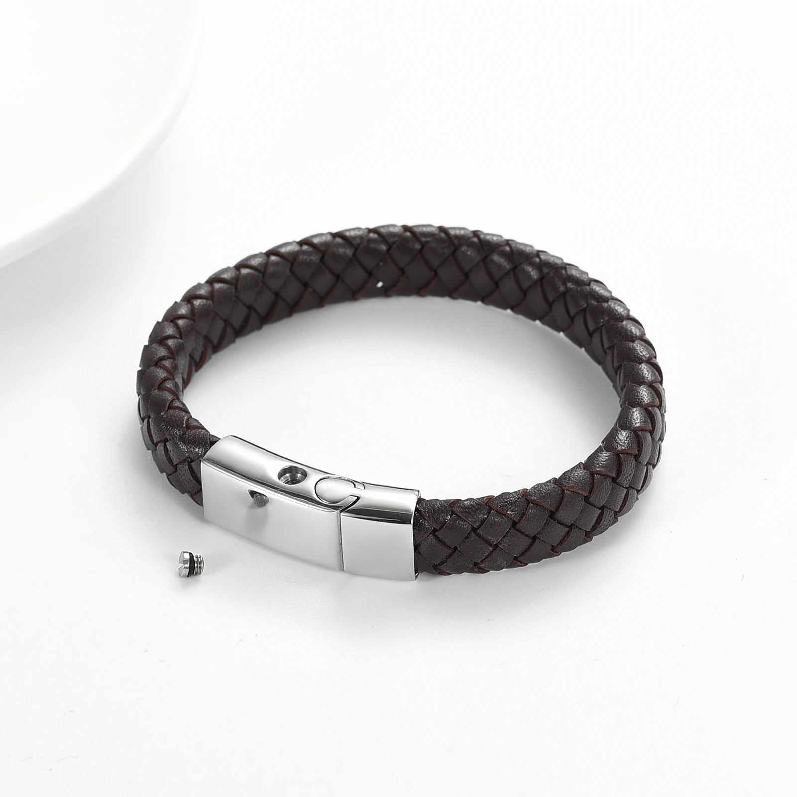 Cremation Urns Bracelet Free Engraving Leather Man Memorial Bangle With Metal Buckle Small Urns For Ashes Keepsake Jewelry 5