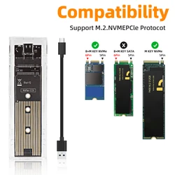 Transparent Dual Protocol M.2 SSD USB-C Enclosure - 10Gbps High-Speed External Case (E-Nvme-ONE)