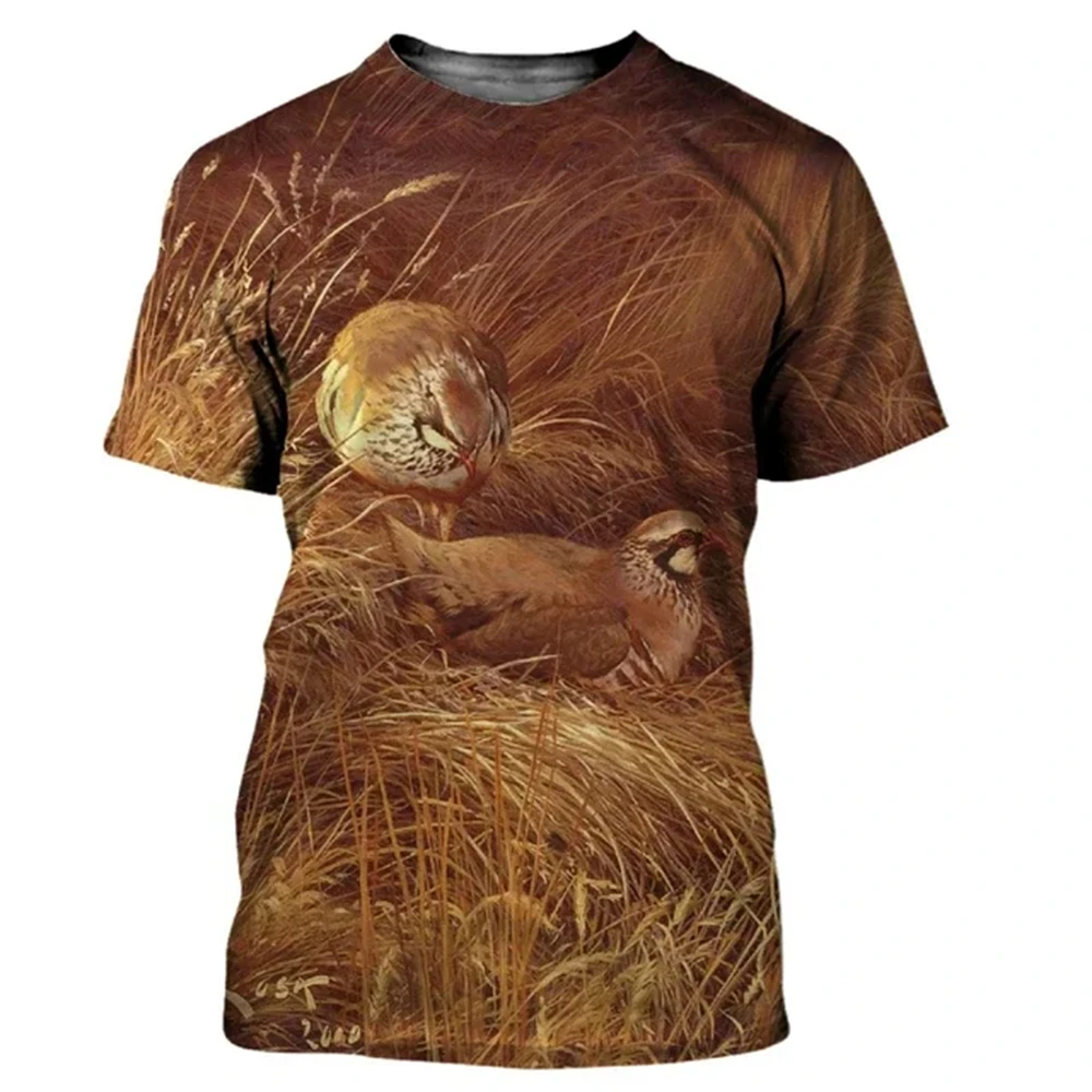 Summer Animals Quail 3D Print T-Shirt Camouflage Hunting Men O