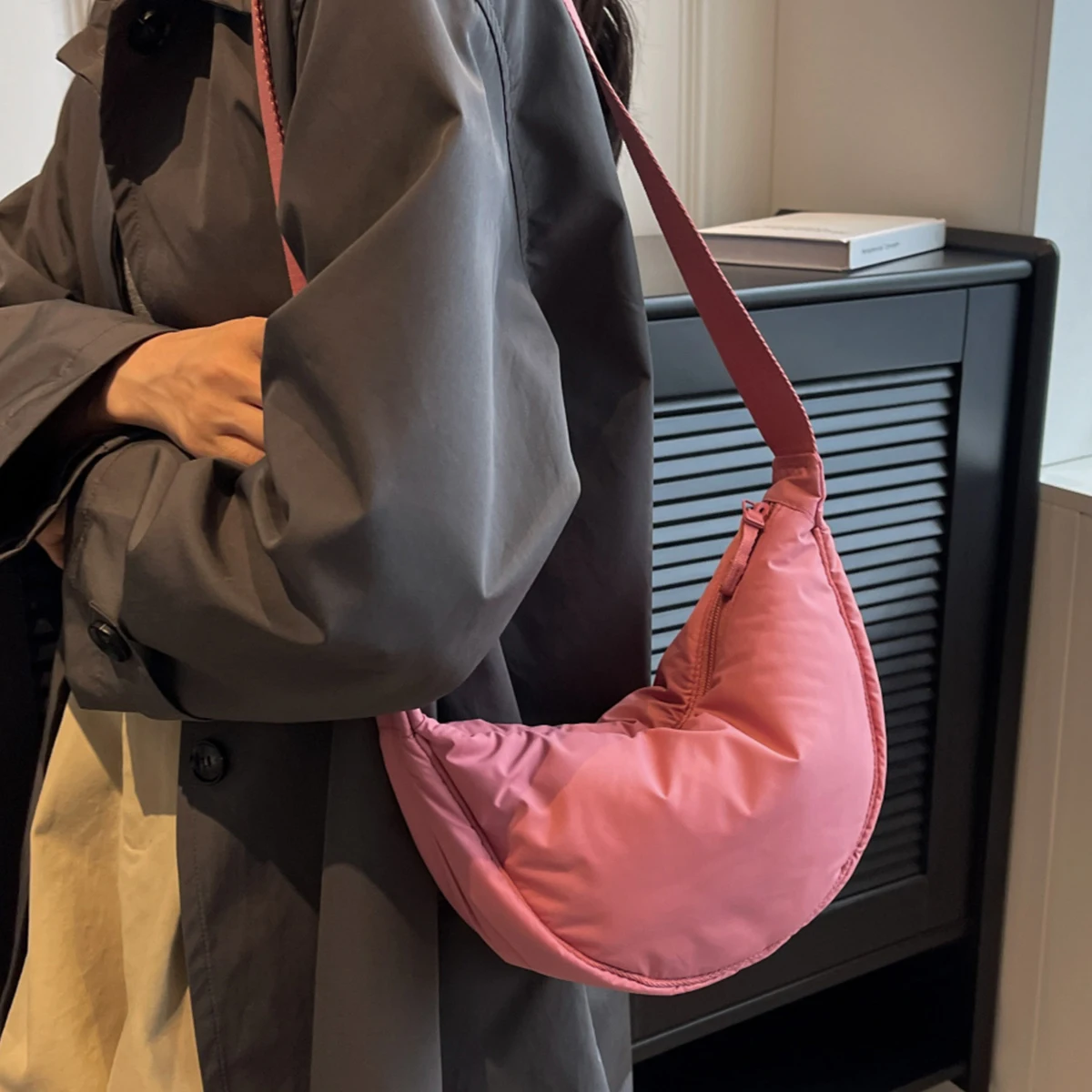 New Simple Waterproof Crossbody Bag for Women, Portable Armpit Bag, Large Capacity Casual Shoulder Bag, Men's Light Travel Canvas Bag, Shopping and Hiking