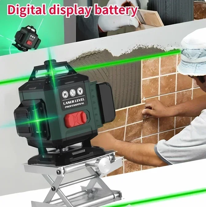 

360° Horizontal & Vertical Level Laser with 3000mAh Li-ion Battery Laser Level Self-leveling 12 Lines Green Laser Levels Machine