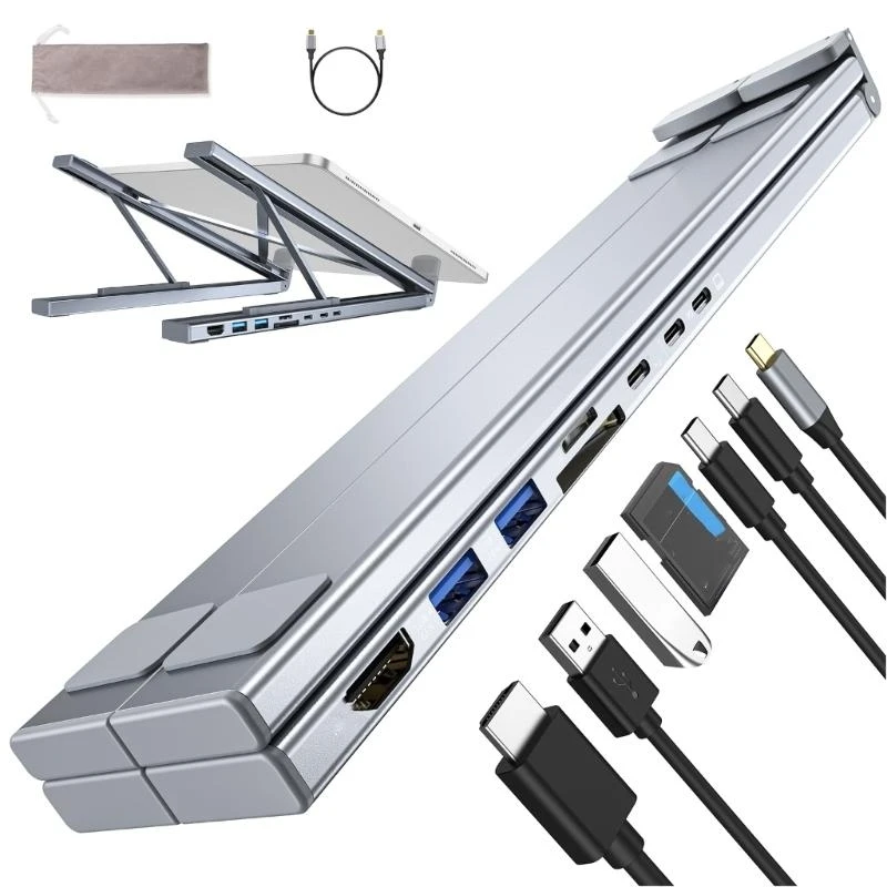 4K, USB3.0 및 유형 C 3 다중 데이터 전송 포트 USB C 스플리터 멀티 포트 익스 피더가있는 알루미늄 타입 C 허브