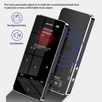 블루투스 내장 스피커 터치 키가 있는 MP3 플레이어, FM 라디오 비디오 재생 전자 책 HIFI 금속 MP 4 음악 플레이어 16G