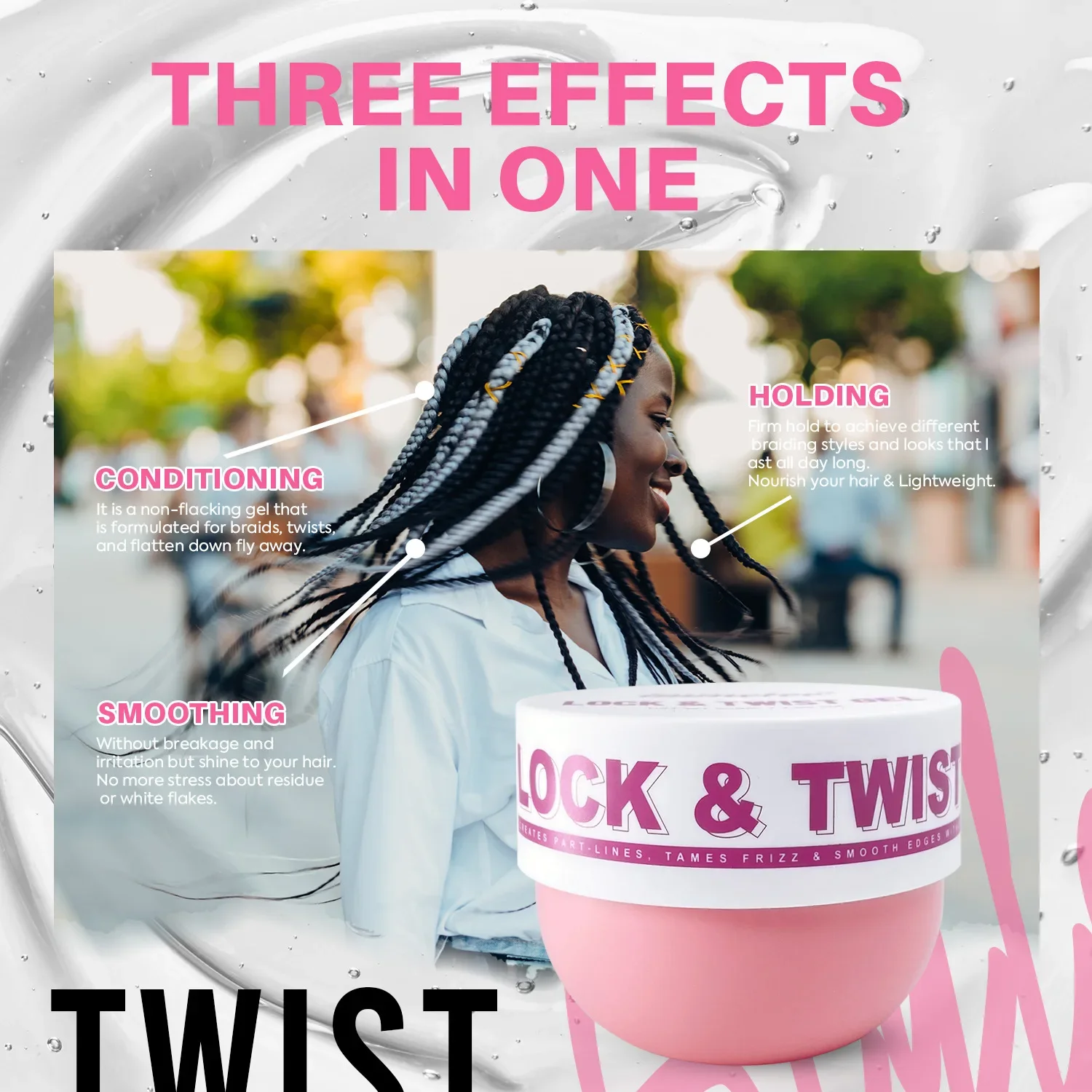 젤 200g Capacity Dirty Braids Styling Braiding Gel Edges Control Hair Shaping Cream Biotin Anti Break Hair Wax Care