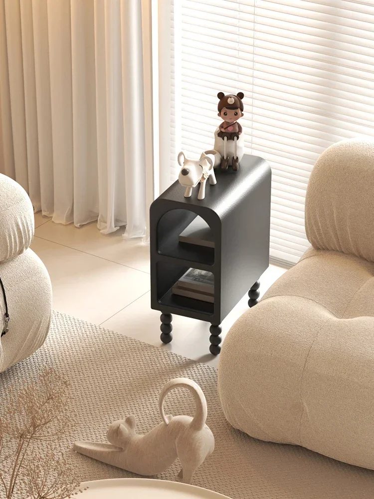 

Cream Style Bedside Table Small Floor Storage Rack Ultra Narrow Sofa Side Table Bedside Cabinet