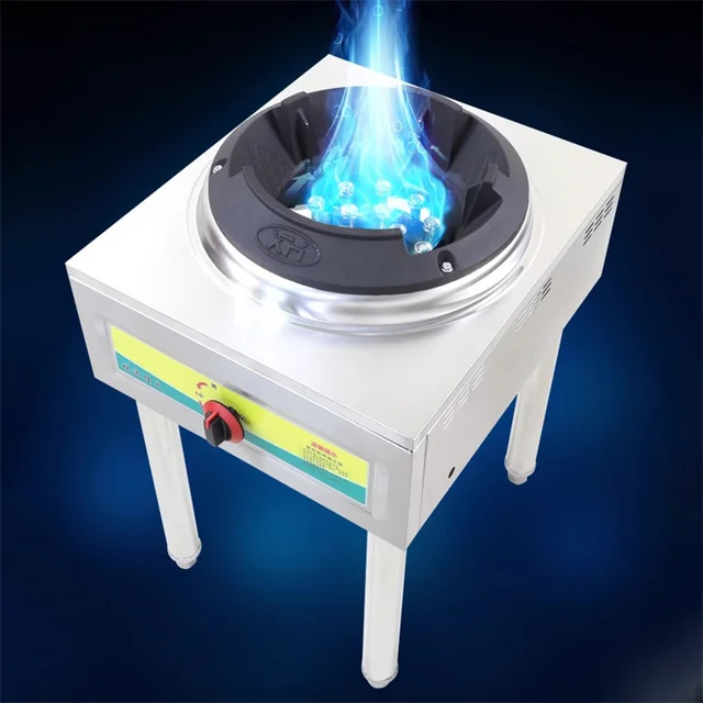 Home Stainless Steel Gas Stove Single-burner Gas Range Commercial Electronic Ignition Cooktops Liquefied Gas Stove for Kitchen