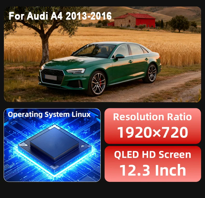 Digital Instrument Cluster Display Suitable For Audi A4 2013-2016 CarPlay Androi