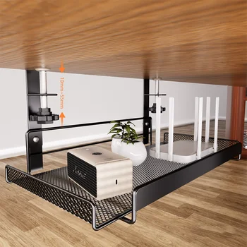 Rack di stoccaggio sotto la tavola, cavo plug-in, strumenti di archiviazione per forniture per ufficio, materiale metallico, robusto e durevole