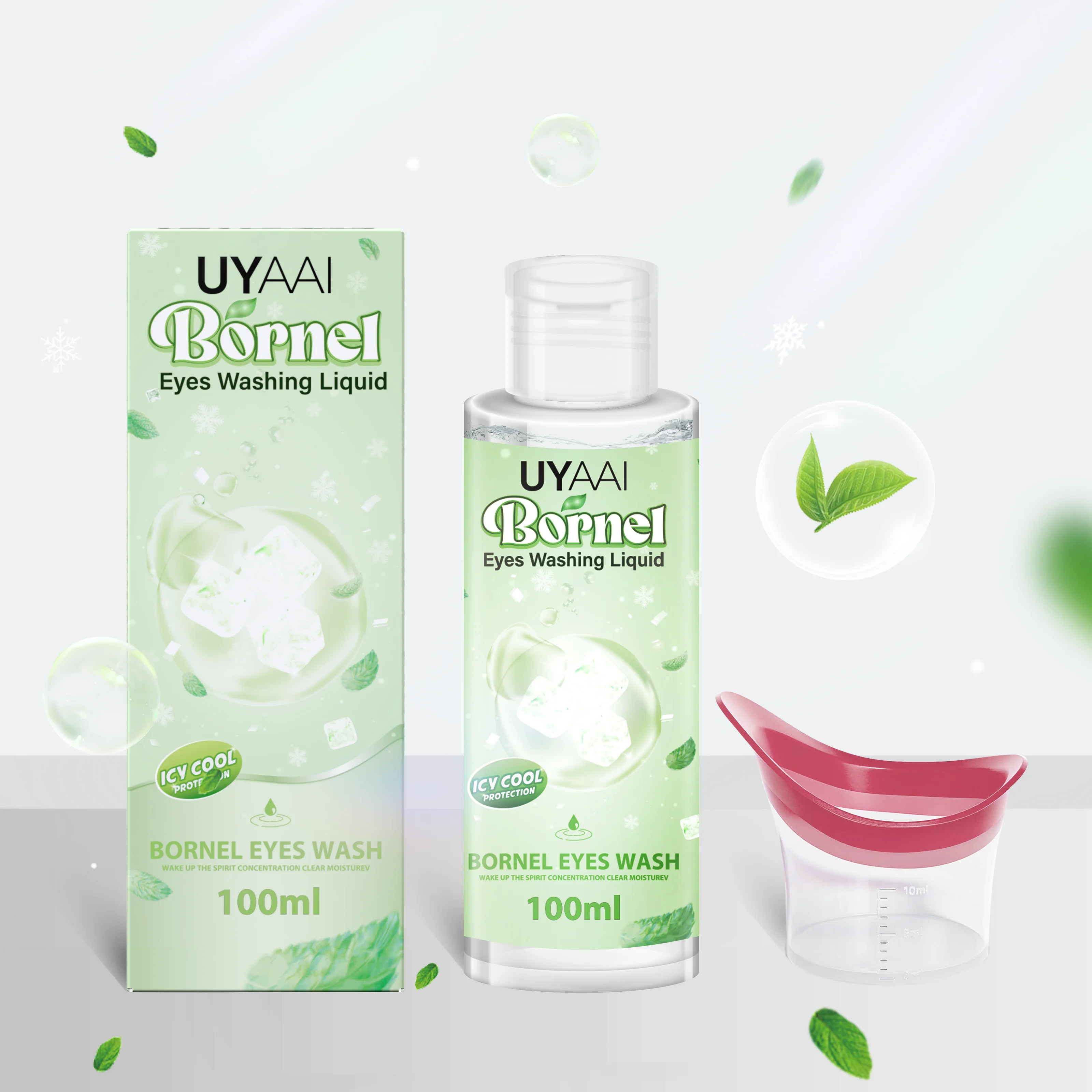 UYAAI 100ml Borneol Eyes Wash Liquid Icy Cool Feeling Clean The Eyes Eye Health Clear Moisture Usage And Dosage borneol eyes wash liquid