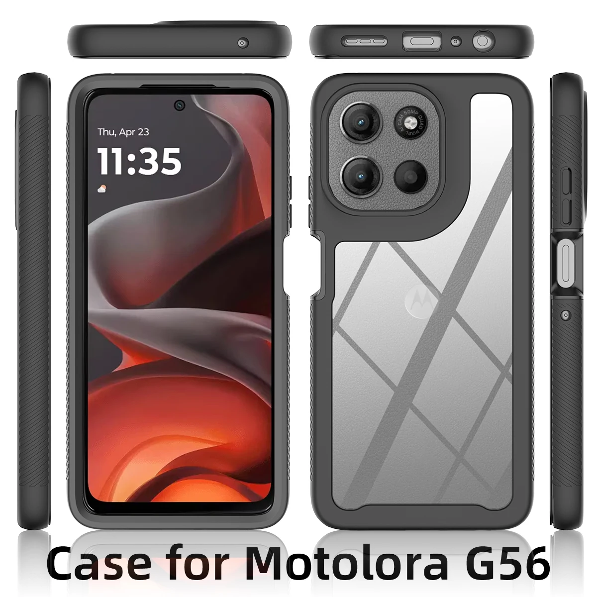 Shockproof Armor Glossy Phone Case with Transparent Acrylic Back