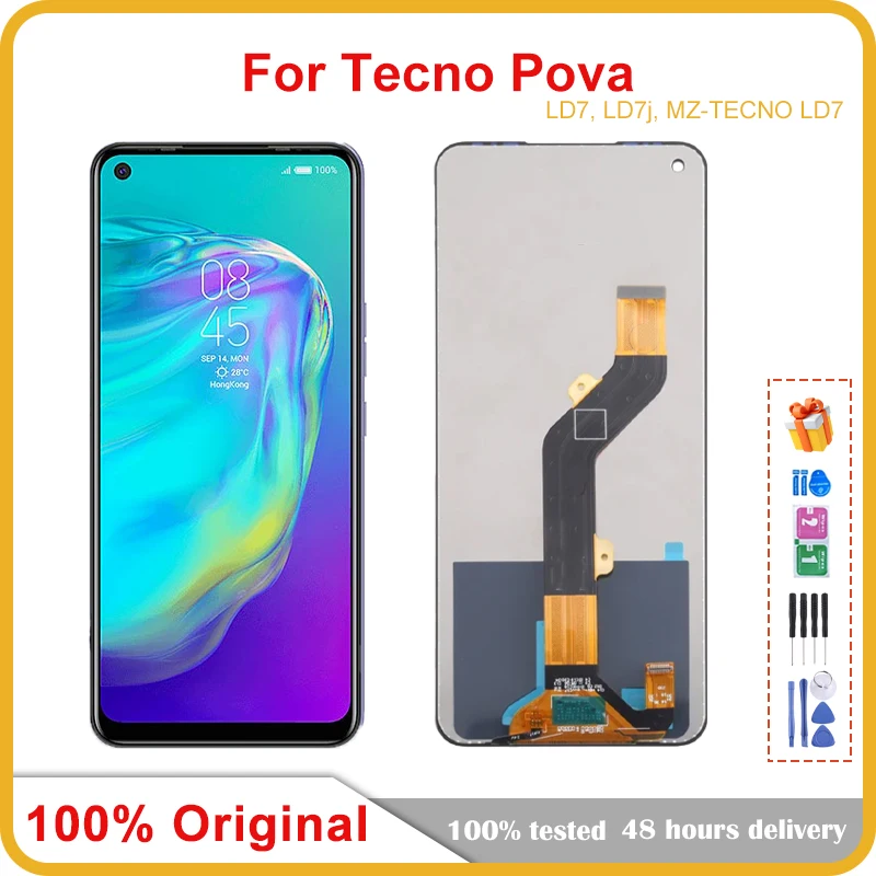 

Дисплей 6,8 дюйма для Tecno Pova LD7, ЖК-дисплей кодирующий преобразователь сенсорного экрана в сборе, новинка для Tecno LD7 LD7j, запасные части для ремонта ЖК-дисплея