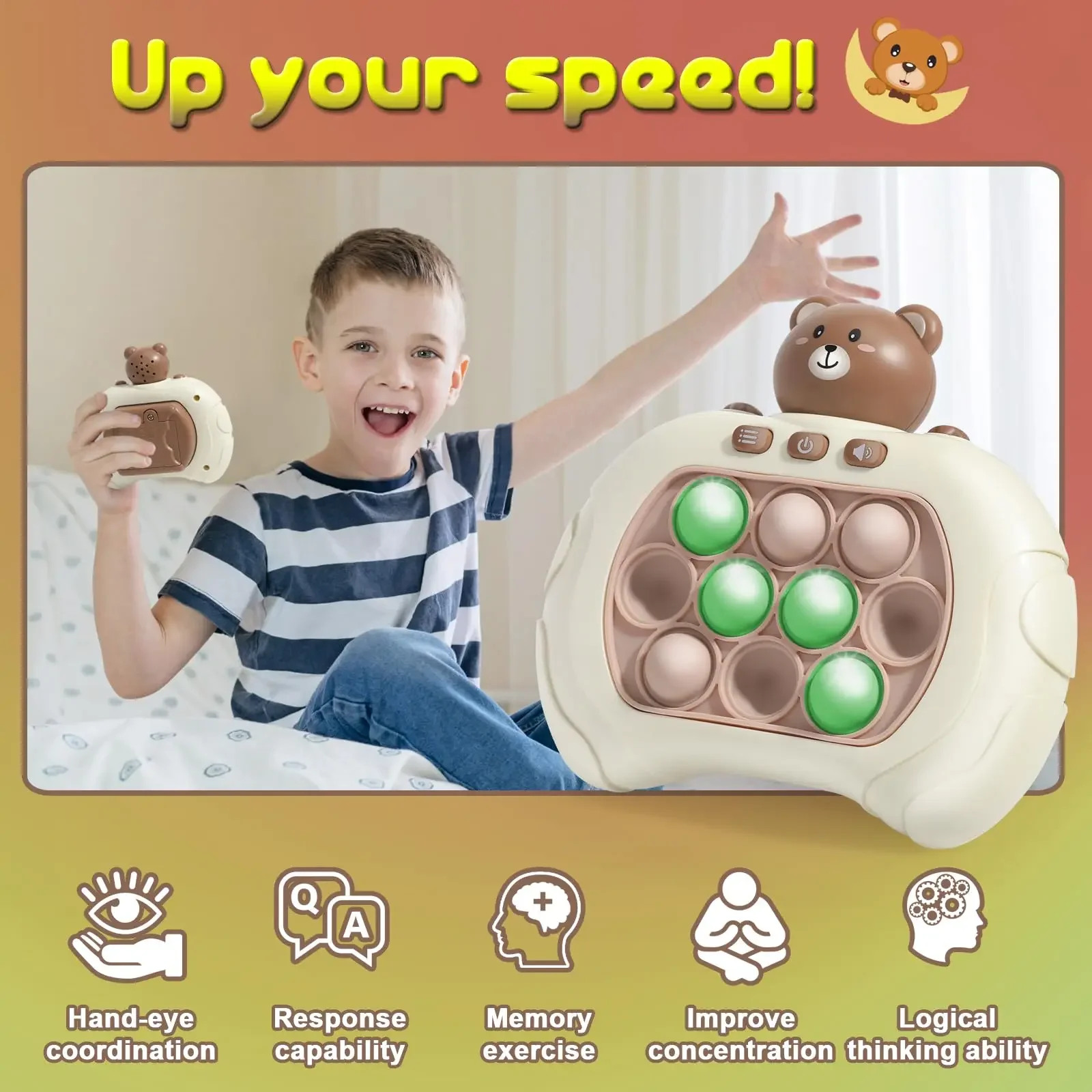 New Electronic Quick Push Pop Game Handheld Console Press Fidget Toys Bubble Light Up Pushit Gift Kids Adult Birthday Christmas