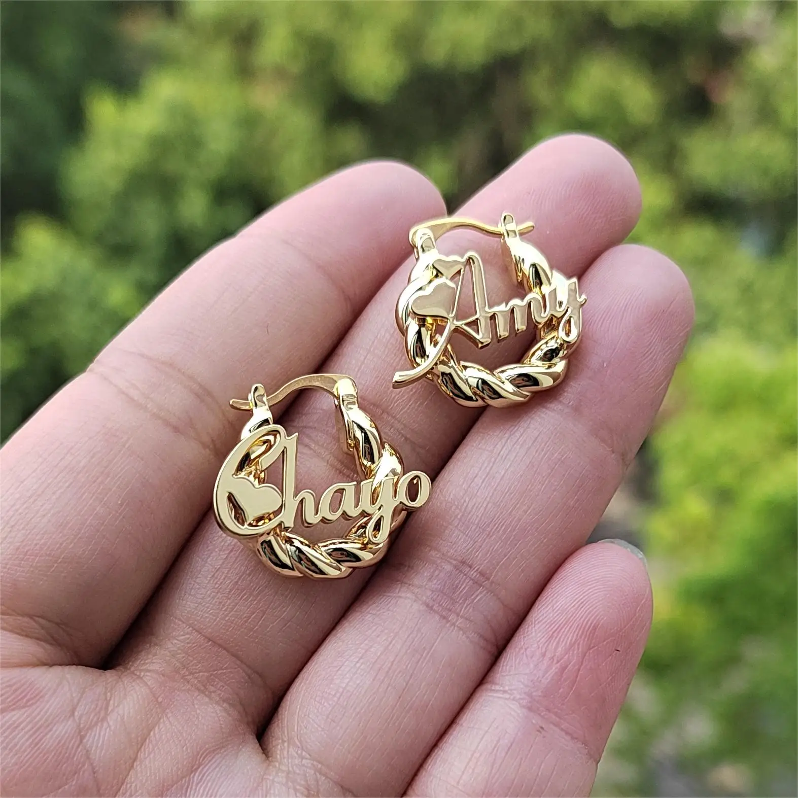 HIYONG Custom Mini Name Letter Stainless Steel Earrings 18mm Delicate Ladies Earrings Jewelry 10pcs delicate ladies double drawcord ballet shoes bag dancing shoe bag bundle pocket storage bag