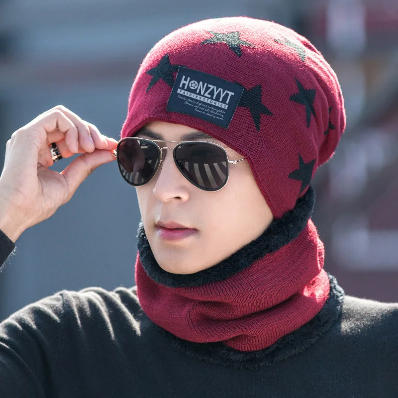

2022 New Winter Knit Cap Men Outdoor Warm Thickening Head And Neck With Ski Mask Hat
