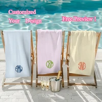 Personalized Towel Monogram Beach Towel Girls Trip Custom Beach Towel Striped Towel with Name Custom Text Towel Preppy Beach 1