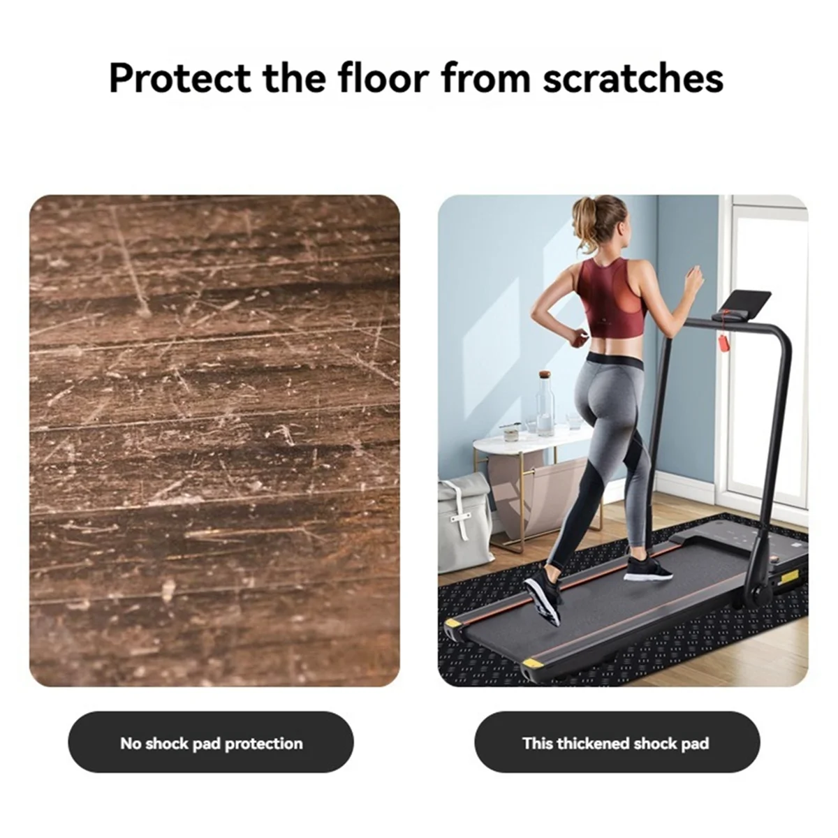 BAAU Treadmill Mat for Hardwood Floors,Mat for Home Gym Flooring, Walking Pad Exercise Bike Equipment Mat 43x60x0.3cm