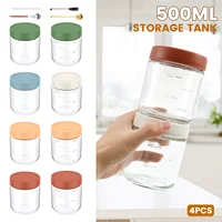 4Pcs 500ml Clear Glass Overnight Oat Jars With Sealed Lid Stackable Wide Mouth Oatmeal Containers for Yogurt Pudding Honey Nut 1