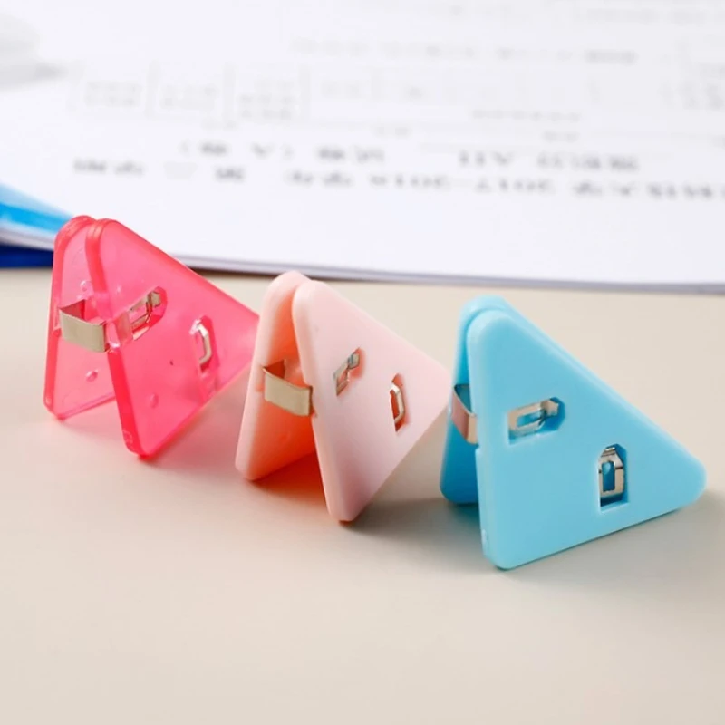 1pcs Kawaii 삼각형 파일 종이 클립 파일 색인 사진 클램프 페이지 홀더 한국어 편지지 사무실 책상 주최자