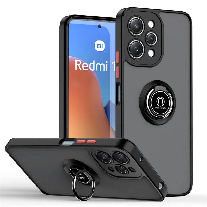Magnetic Ring Stand Shockproof Armor Phone Case with PC Back Cover