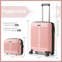 Ensemble de bagages 2 pièces - Valise cabine 20 pouces et trousse de toilette 14 pouces - Rose 5