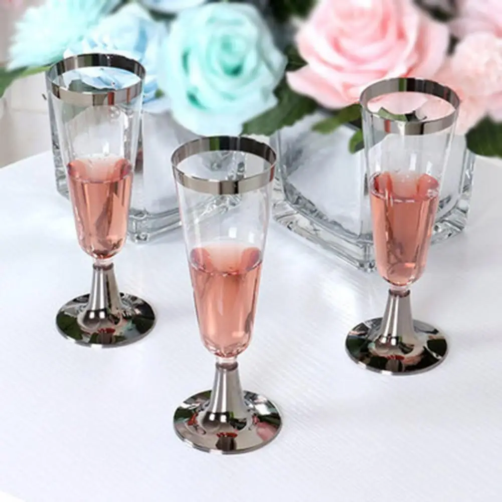 Plastic Champagne Flutes Glasses Plastic Wine Glasses Parties 6pcs