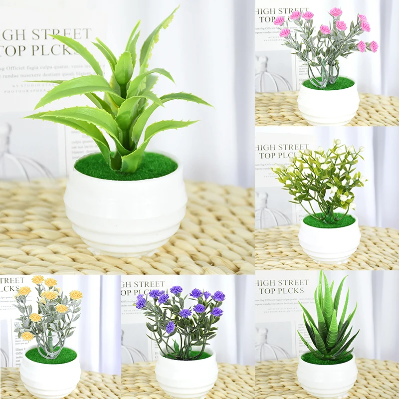MiniArtificialAloePlantsBonsaiFakeFlowerSmallSimulatedTreePotPlantforHomeGarden