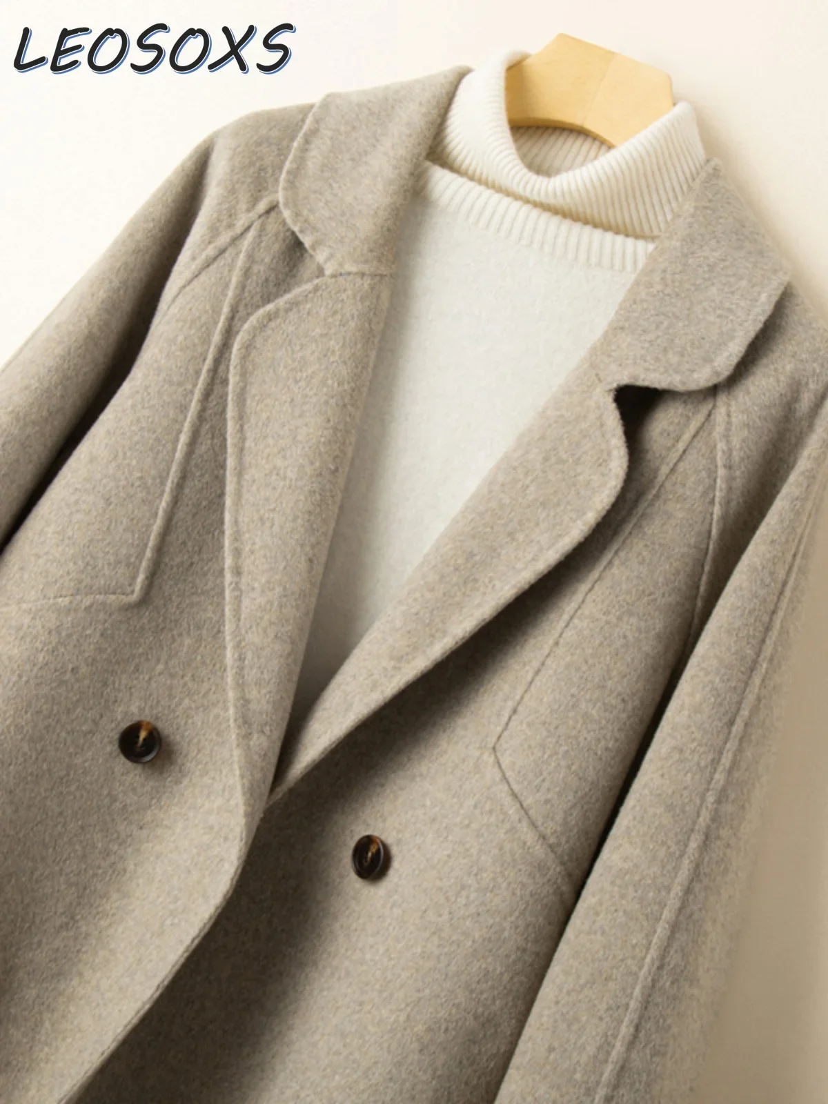 

High-End Women Double-Sided Mid-Length Wool Overcoat Cocoon-Shaped Loose New Autumn and Winter Temperament Thick Woolen Coat