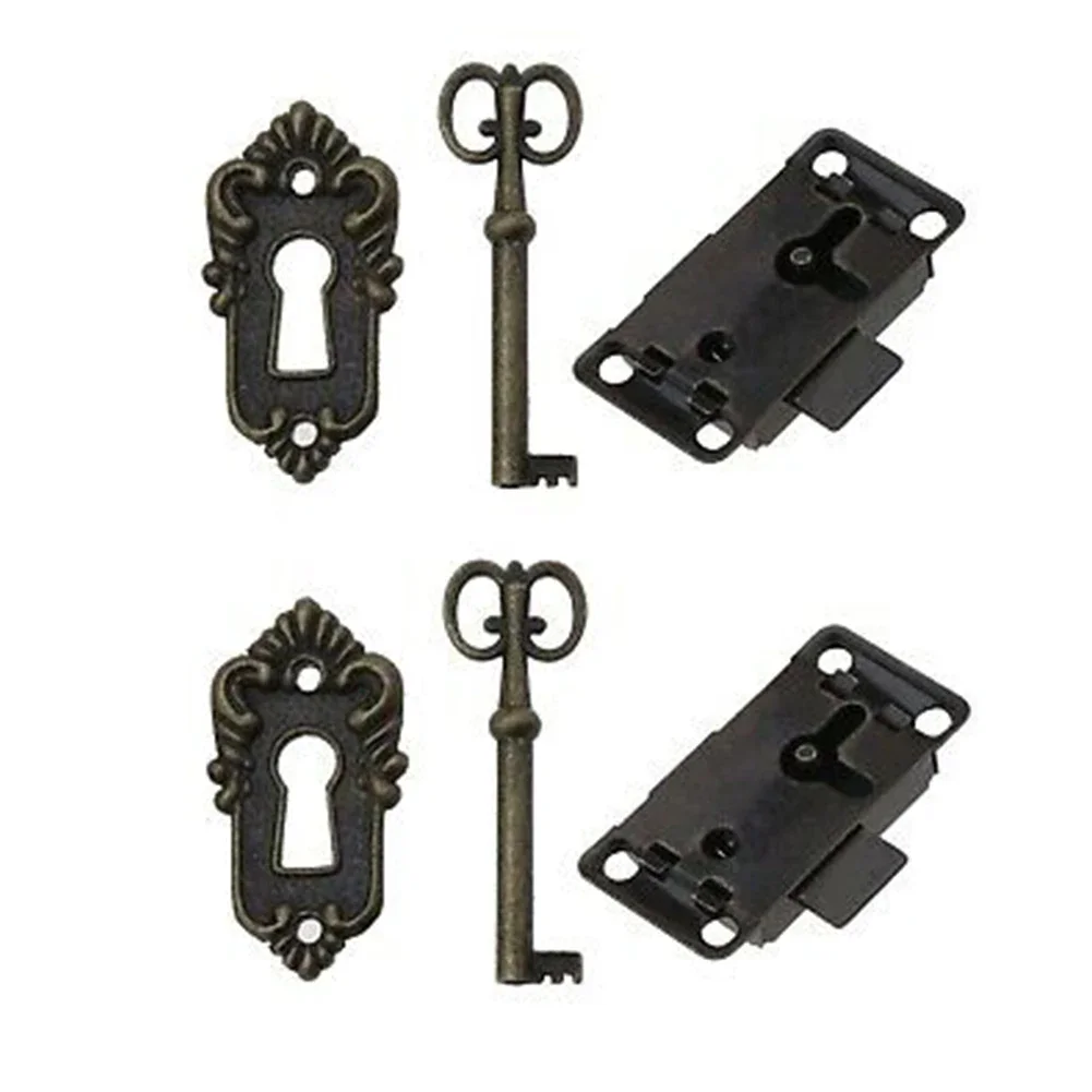 Cabinet Door Locks Drawer Lock 3-piece Set Jewelry Cabinet Antique Lock Wooden Door Locks Furniture Antique