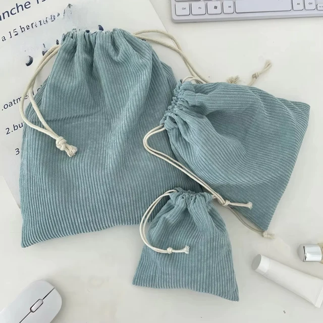 55404-cc7e96.jpg Solid Color Corduroy Drawstring Cosmetic Bags Christmas Gift Package Storage Bag Travel Cosmetic Lipstick Makeup Organizer Pouch