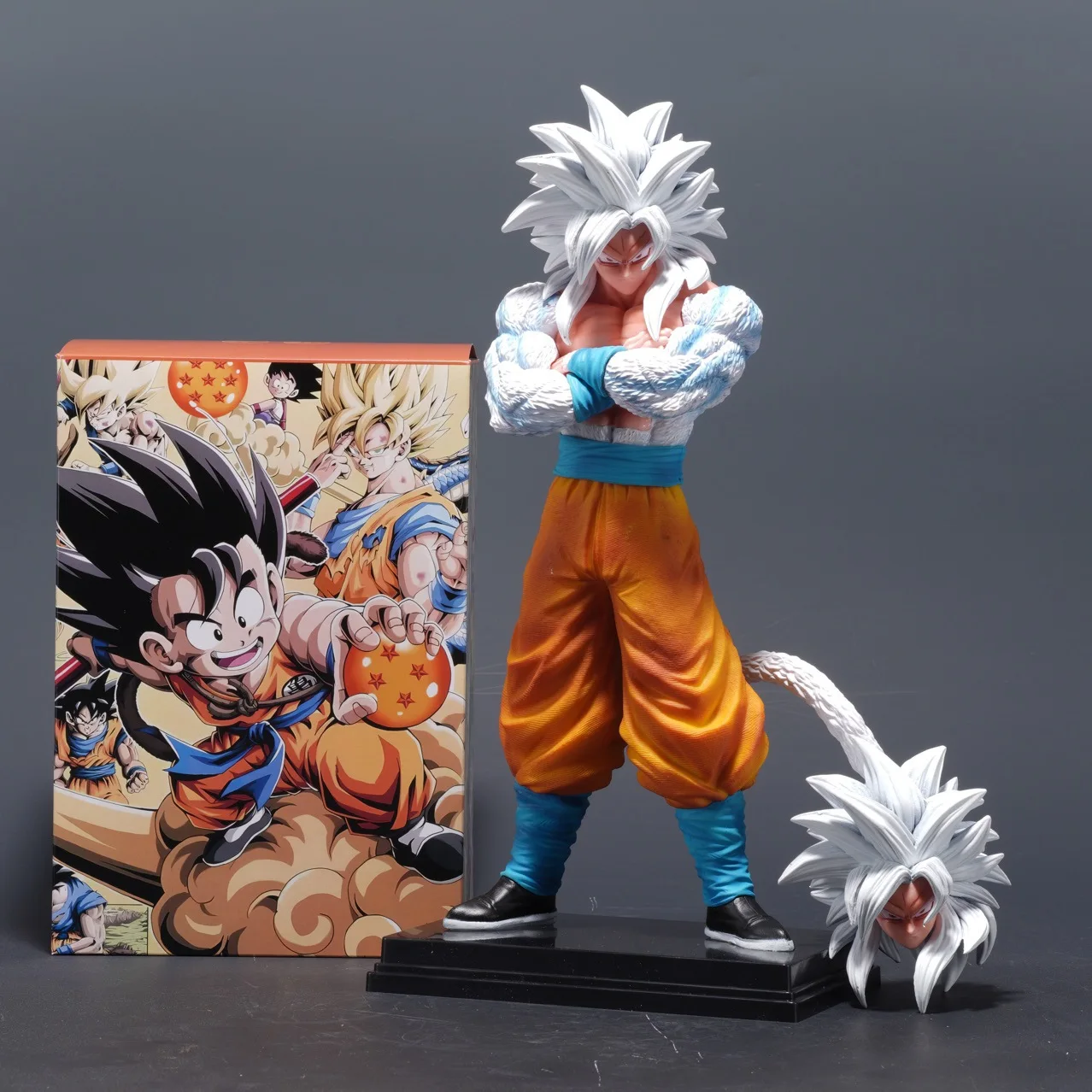 thumbnail image 1 of Anime Dragon Ball Z Super Saiyan 5 Son Goku White Hair Battle Ver. PVC Action Figure Statue Collection Model Kids Toys Doll Gift, 1 of 3