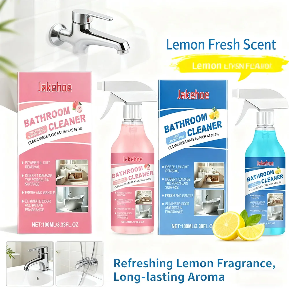 100ml All Purpose Bathroom Cleaner Stubborn Stains Limescale Remover Freshing Odors for Glass Washbasin Bathtub Descaler