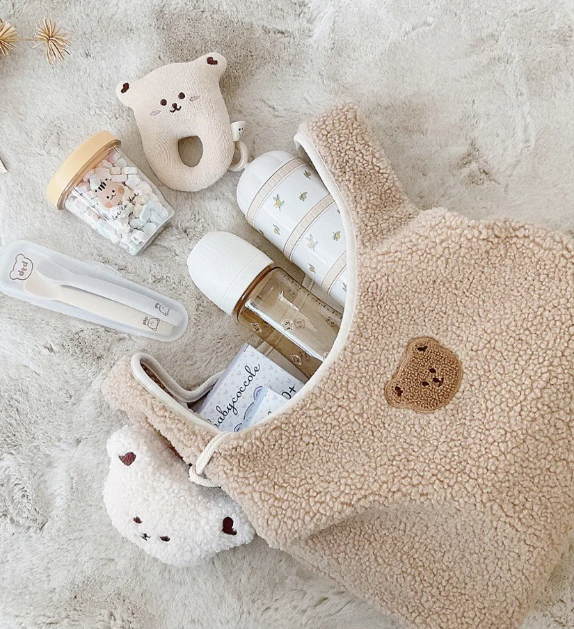 Lamb Plush Personalized Name Mommy Bag, Portable Storage Bag, Multifunctional Mother And Baby Bag, Crossbody Bag 5