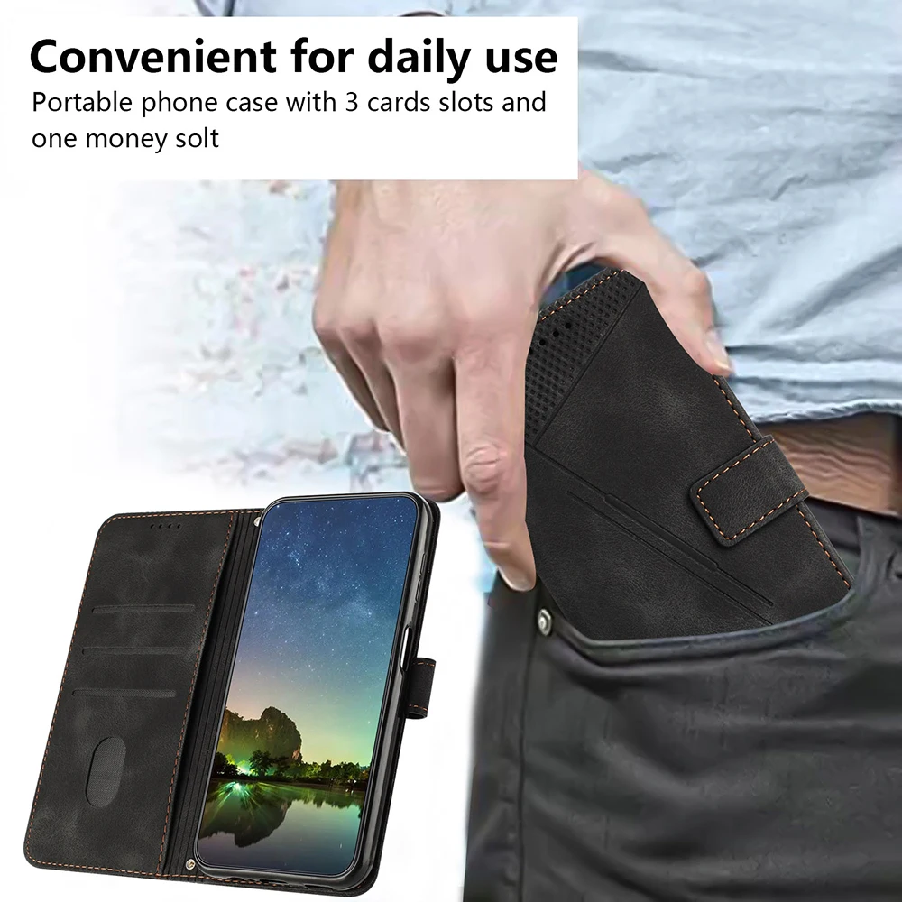 Geometric Leather Wallet Flip Case - Premium Back Cover
