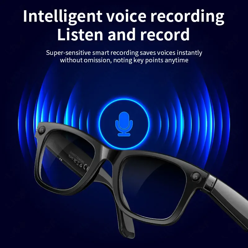 New AI 5MP Camera Smart Glasses 290mAh Waterproof Voice Call Music Bluetooth Smart Sunglasses Video Record Translation Glasees